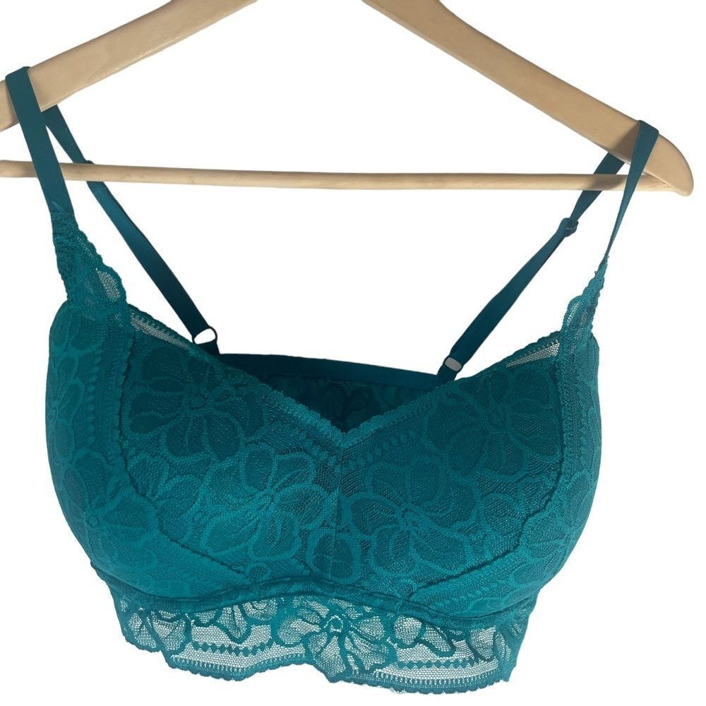 Victoria's Secret PINK Teal Lace Padded Bralette Sz L (DD)